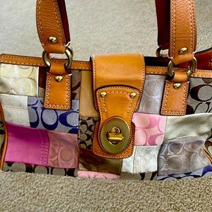 Coach classic, vintage, patchwork handbag, in used good condition.